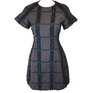 RALLIER Gabriella Mahogany Dress, Windowpane Fringe Design, Size 0